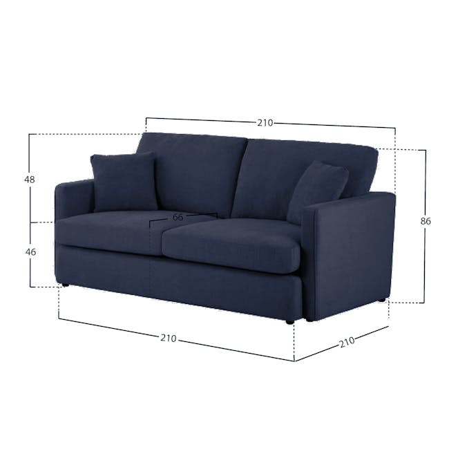 Ashley 3 Seater Sofa in Navy with Lowell Lounge Chair in Silver - 4