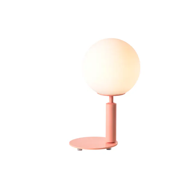 Hilda Table Lamp - Pink - 2 - Modern pendant lamp, pastel pink shade, minimalist design, spherical lampshade, round base