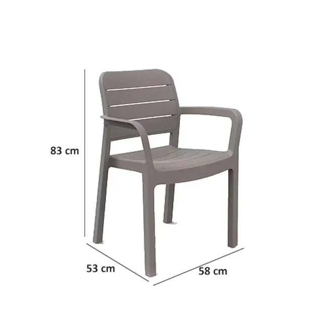 Tisara Chair - Graphite - 5 - Grey outdoor chair, 83 cm height, 53 cm seat width, 58 cm backrest, sturdy frame, ergonomic