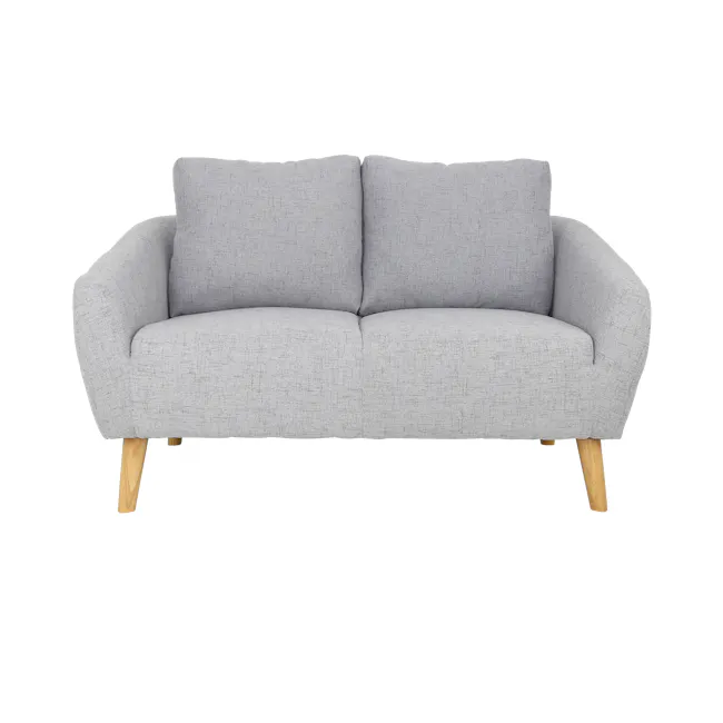 Hana 2 Seater Sofa with Hana Armchair - Light Grey - 19 - Grey upholstered sofa with wooden legs, modern design, light gray