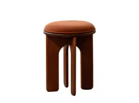 Bronte Stool - Walnut, Terracotta (Velvet)