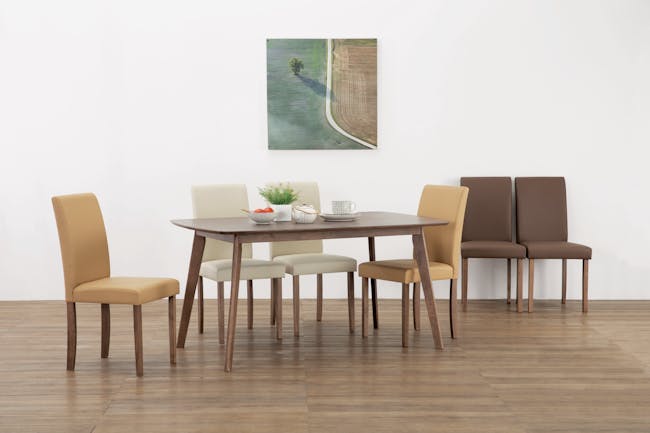 Harold Extendable Dining Table 1.2m-1.5m in Cocoa with 4 Dahlia Dining Chairs in Taupe - 9