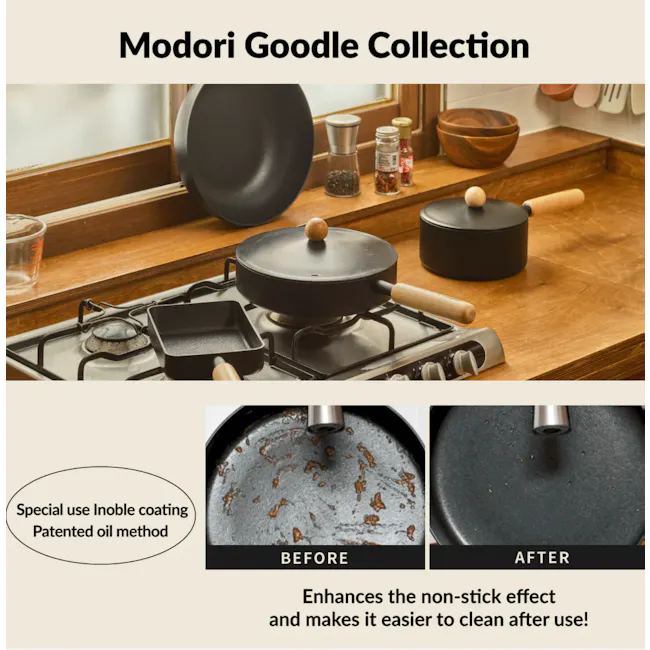 Goodle Nonstick Frying Pan 24cm - 8 - Modori Goodle Collection, Special use Innobles coating, Patented oil method, Enhances