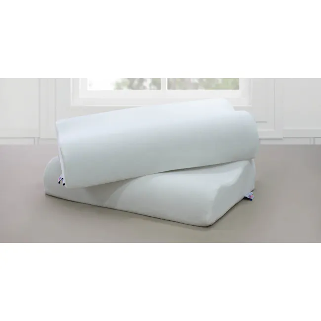 MaxCoil Alfa Contour Memory Foam Pillow - 2 - White comforter, soft bedding, neatly folded, minimalist design, modern decor