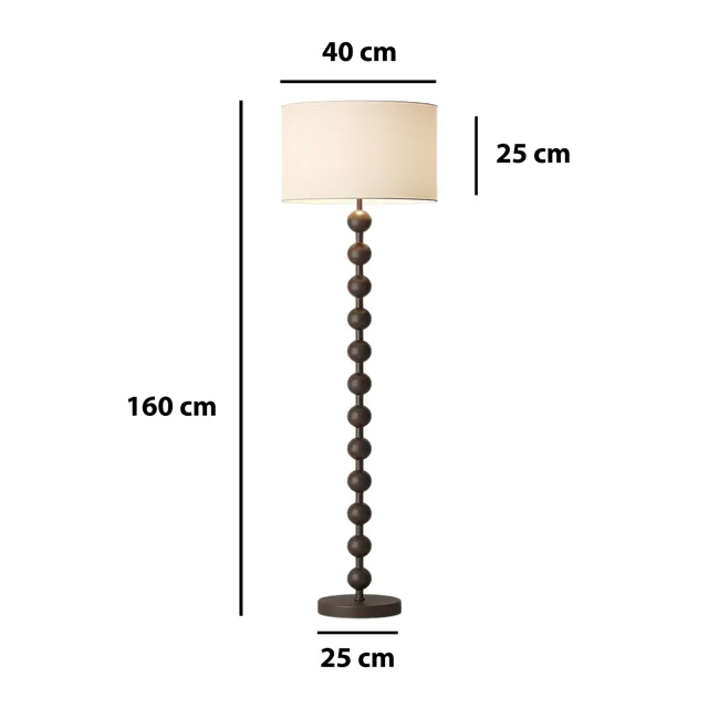 Chestan Beaded Floor Lamp - Walnut - 9 - 40 cm, 160 cm, 25 cm, cylindrical, lamp, height, stand, decorative, table lamp
