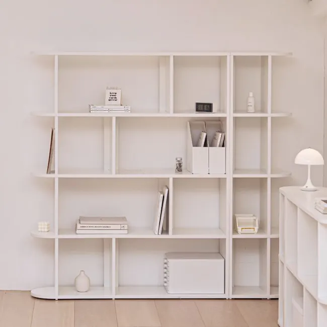 Andy 4 Tier Bookshelf 0.4m - 6 - White minimalist shelving unit, minimalist design, open shelving, white bookshelf, empty