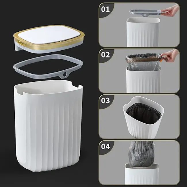 Yubin Nordic Oval Sensor Bin 12L - White - 4