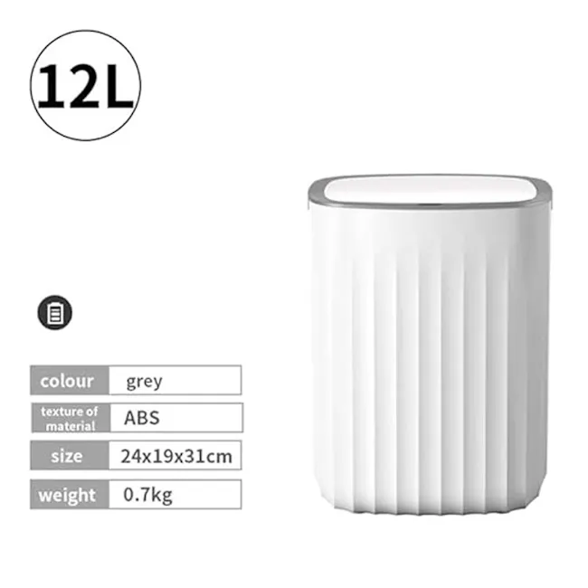 Yubin Nordic Oval Sensor Bin 12L - White - 3