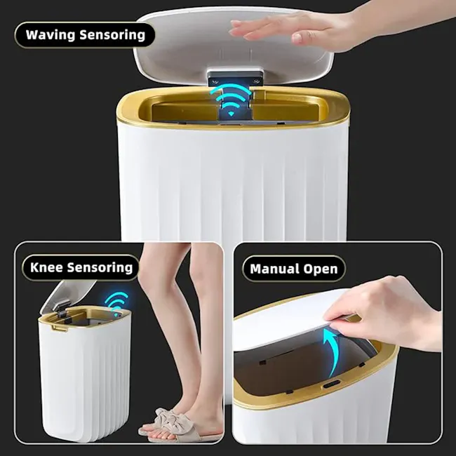 Yubin Nordic Oval Sensor Bin 12L - White - 5