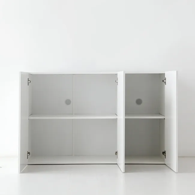 Fikk Modular 3 Door Cabinet - White - 8 - White open shelving unit, minimalist design, empty compartments, clean lines