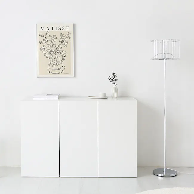 Fikk Modular 3 Door Cabinet - White - 3 - Minimalist decor, modern furniture, white color scheme, clean lines, contemporary
