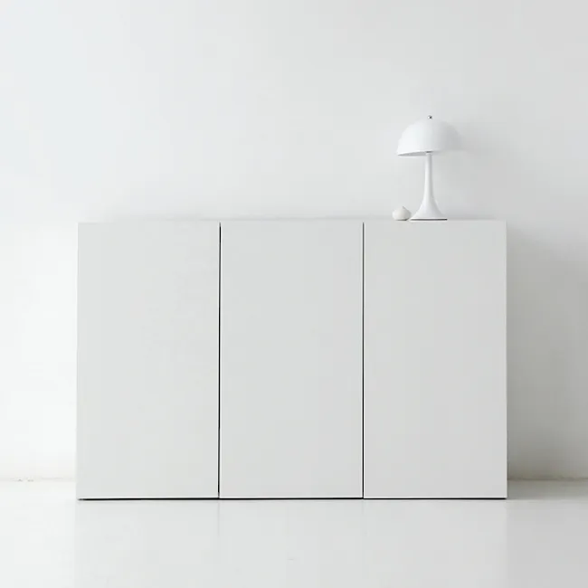 Fikk Modular 3 Door Cabinet - White - 6 - White minimalist cabinet, sleek design, modern decor, simple furniture, clean