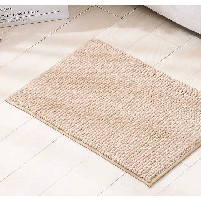Cora Chenille Big Bath Mat - Camel - 2 - Soft beige, textured rug, rectangular shape, fluffy surface, cozy area rug, natural