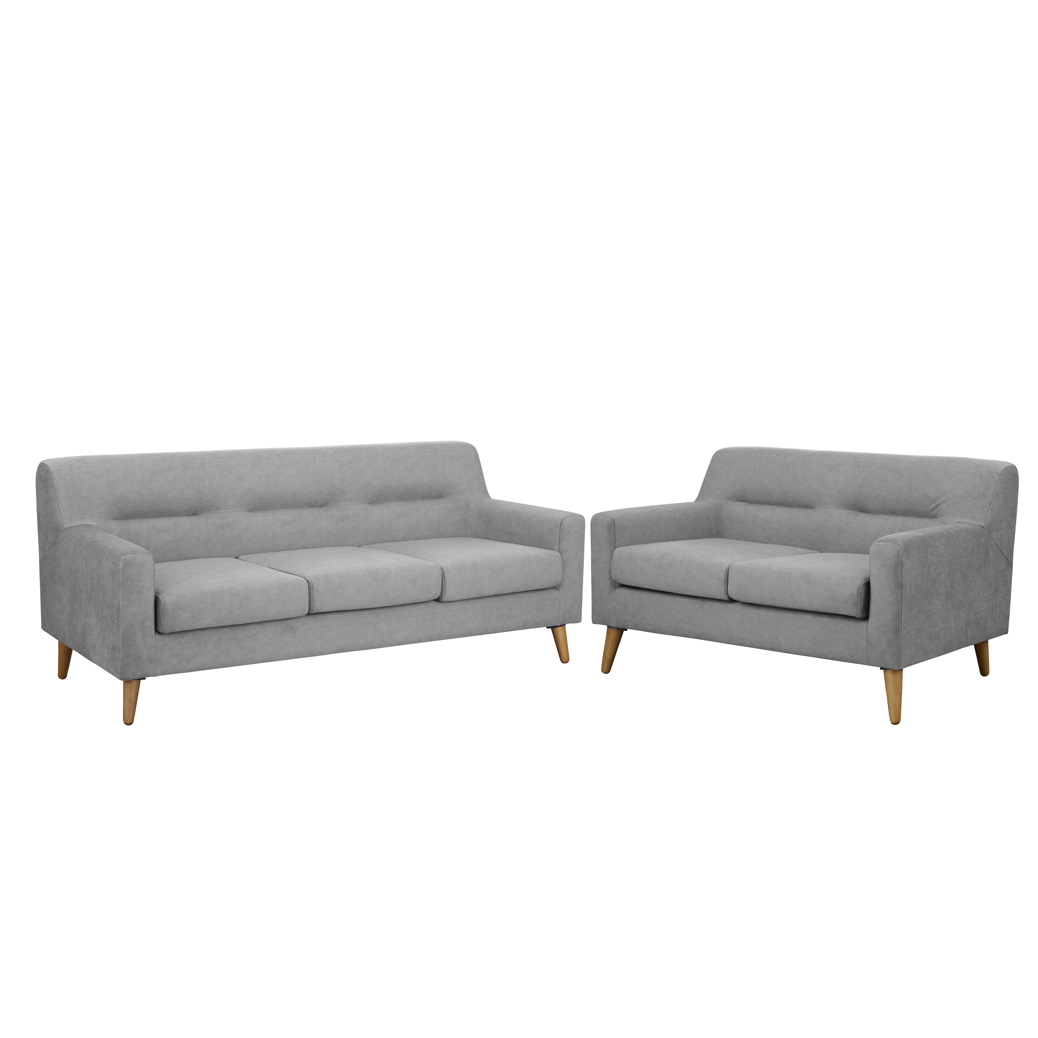 Damien 3 Seater Sofa with Damien 2 Seater Sofa - Grey (Scratch Resistant Fabric) - Image 1