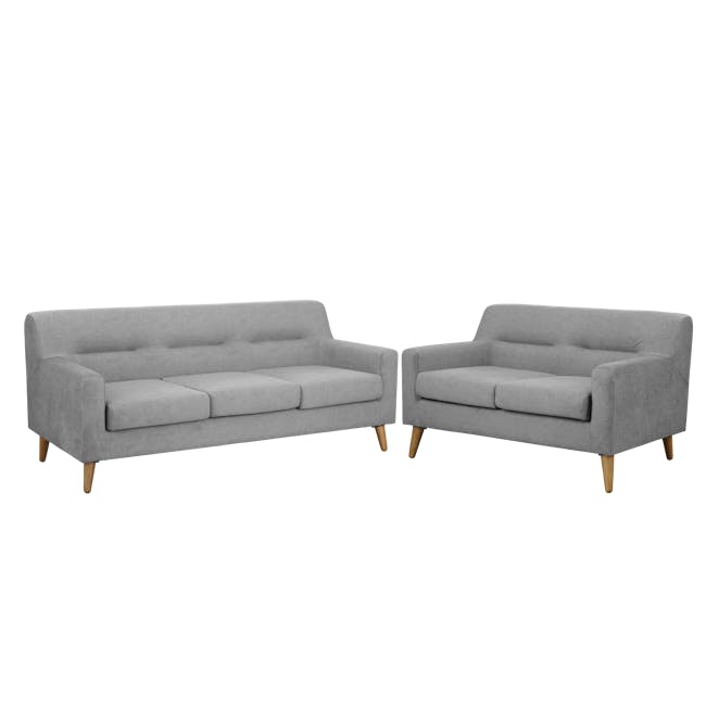 Damien 3 Seater Sofa with Damien 2 Seater Sofa - Grey (Scratch Resistant Fabric) - 1 - Grey upholstered sofa, modern design