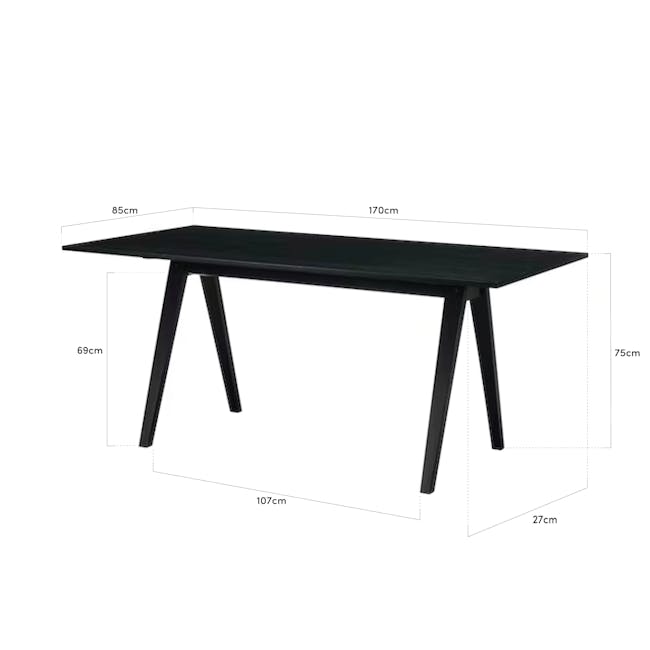 (As-is) Varden Dining Table 1.7m - Black Ash - 4 - 10
