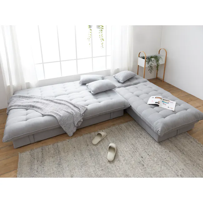 Tessa 3 Seater Storage Sofa Bed - Pewter Grey (Eco Clean Fabric) - 6 - Lighting, white curtains, natural light, cozy room