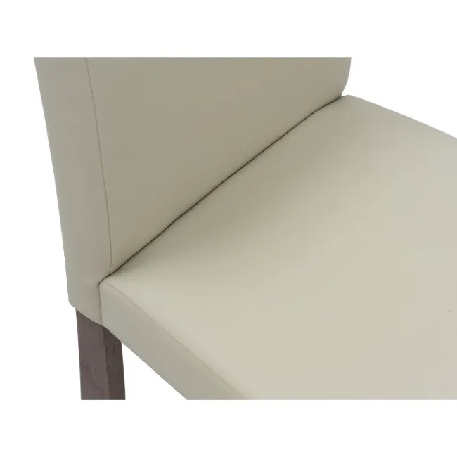 Dahlia Dining Chair - Cocoa, Taupe (Faux Leather) - 7 - Leather armchair, beige upholstery, modern design, wooden legs