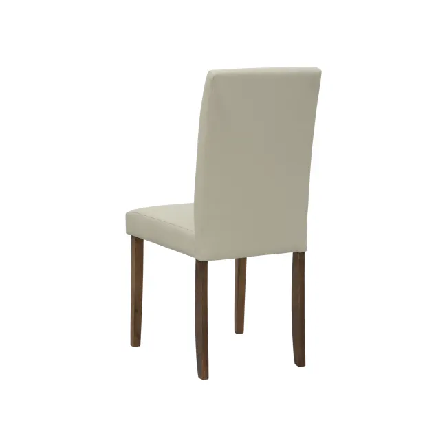 Dahlia Dining Chair - Cocoa, Taupe (Faux Leather) - 5 - Cream upholstered chair, minimalist design, wooden legs, elegant