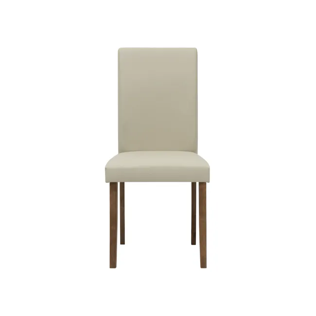Dahlia Dining Chair - Cocoa, Taupe (Faux Leather) - 3 - Modern minimalist chair, beige upholstered seat, wooden legs, clean