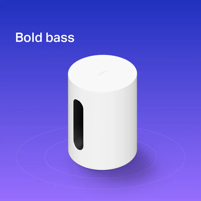 Sonos Sub Mini - White - 3 - Sleek, modern design with minimalist aesthetics, White cylindrical device with black accents