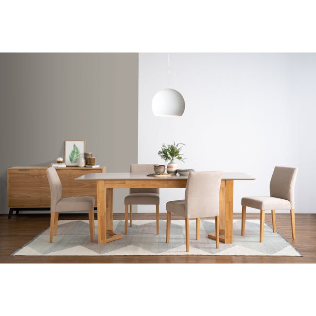 Meera Extendable Dining Table 1.6m-2m - Natural, Taupe Grey - 1