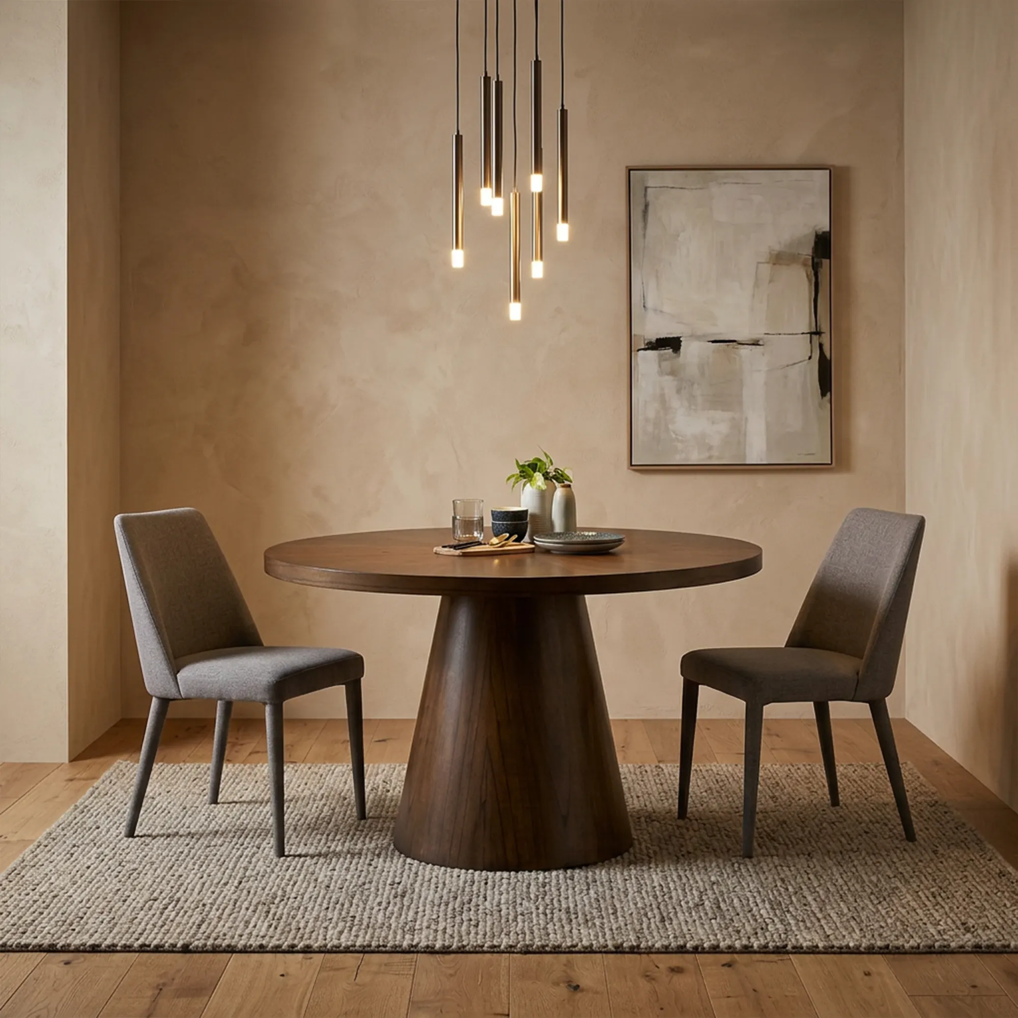 (As-is) Allen Round Dining Table 1.2m - Walnut - 9