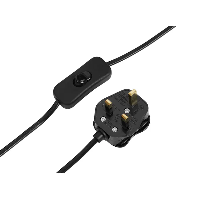 Marisa Table Lamp - Brass - 5 - Black power adapter, sleek design, gold connectors, USB port, compact size, durable