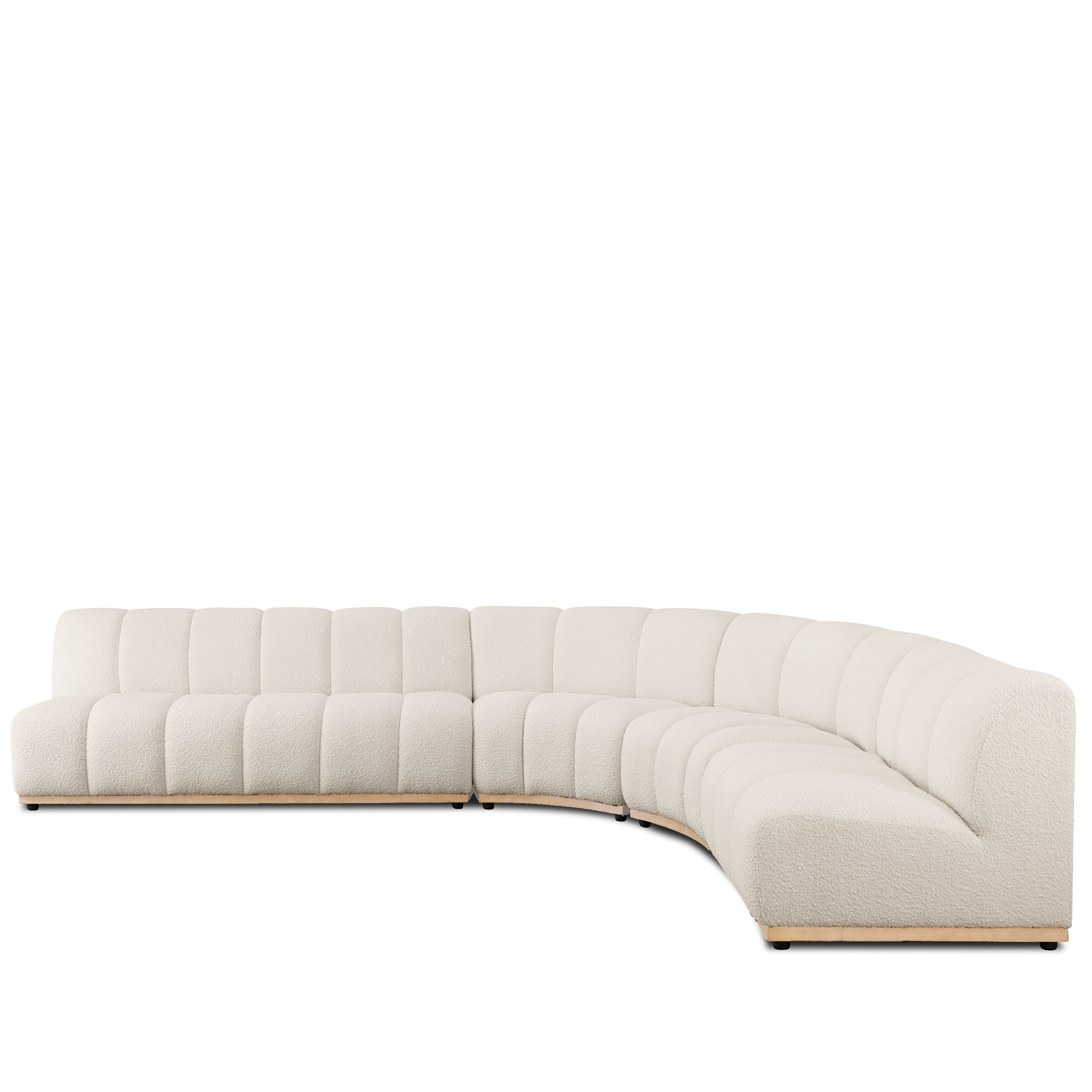 Cosmo Chaise Sectional Sofa - Oak, White Boucle (Eco Clean Fabric) - Image 1