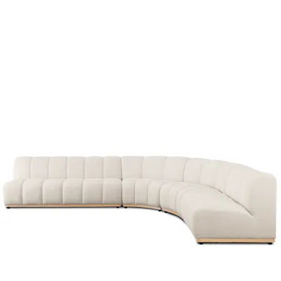 Cosmo Chaise Sectional Sofa - Oak, White Boucle (Eco Clean Fabric)