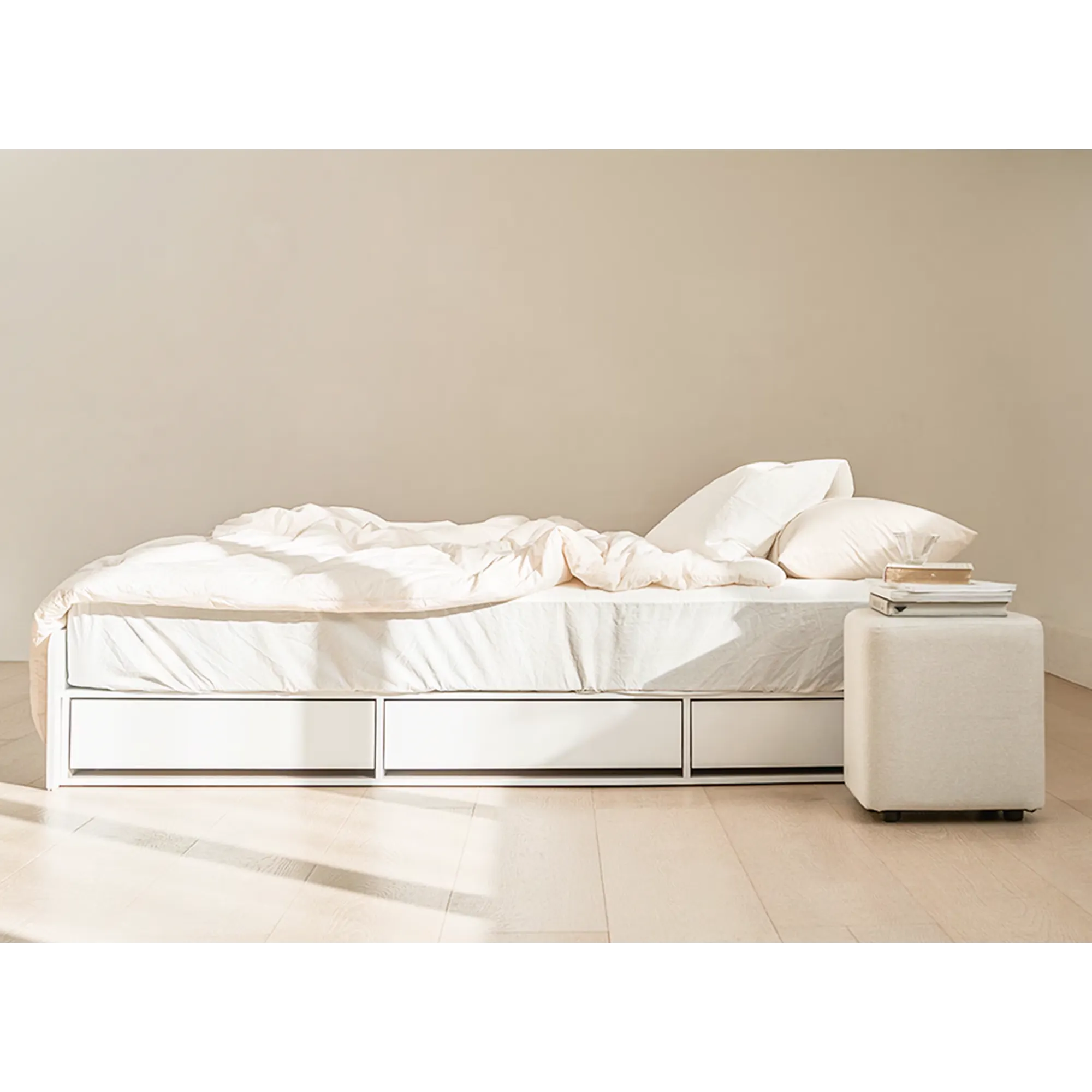 Freya Super Single Storage Platform Bed - Oak - 18