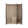 Lucca 3 Door Wardrobe 8 - Graphite Linen, Herringbone Oak - 5