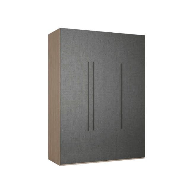 Lucca 3 Door Wardrobe 8 - Graphite Linen, Herringbone Oak - 3