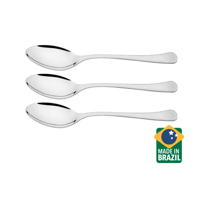 Havana 3-pc Table Spoon Set - 4 - Silver spoon, sleek design, reflective surface, minimalist style, elegant utensil