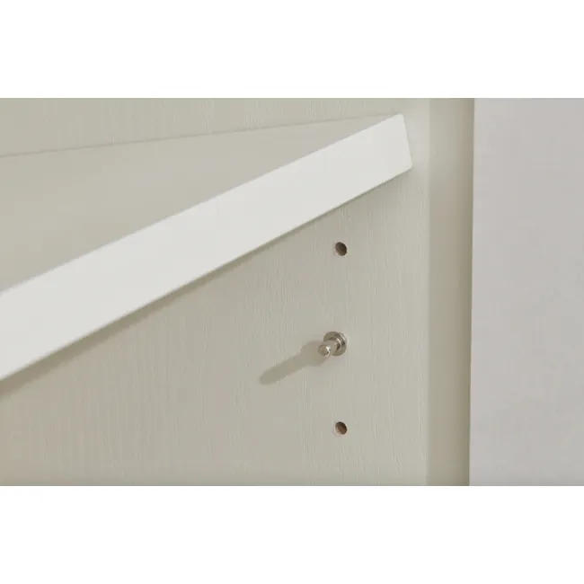 Heidi Cabinet 1.2m - Oak - 9 - White shelf, textured wall, vertical lines, minimalist design, wooden shelf, white molding