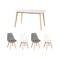 Allison Dining Table 1.2m in Natural, White 4 Linnett Chairs in White and Grey - 0