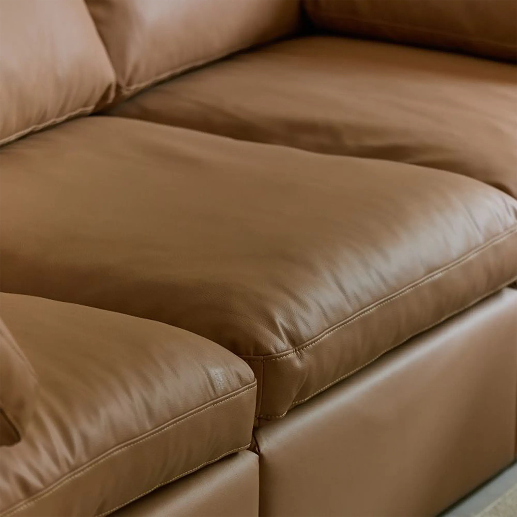 Raye Ottoman - Camel Tan (Faux Leather) - 9