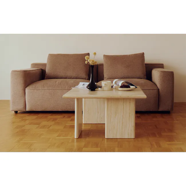 Volto Square Coffee Table - Travertine - 3