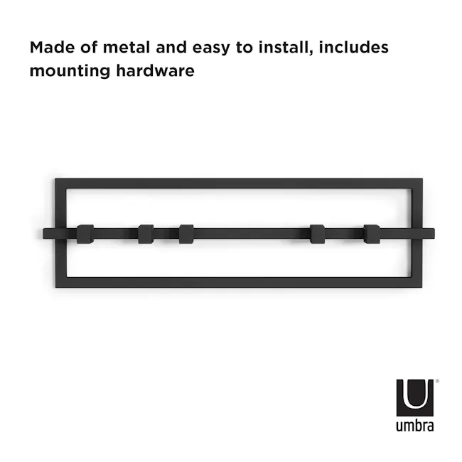 Cubiko Wall Hook - Black - 7 - Metal frame, easy installation, mounting hardware, sleek design, durable material, minimalist