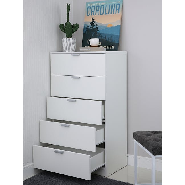 Hailey 5 Drawers Chest - White - 3