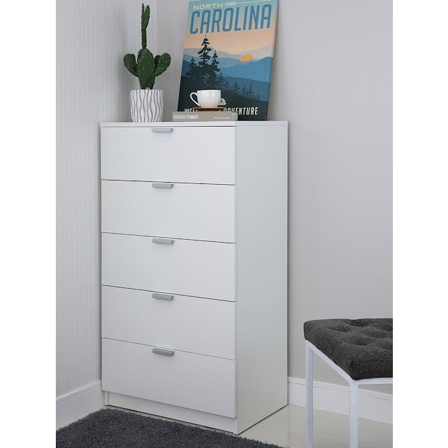 Hailey 5 Drawers Chest - White - 2