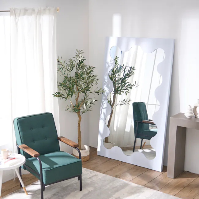 Elva Wavy Edge Floor Mirror 110 x 180 cm - White - 3