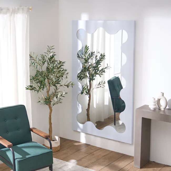 Elva Wavy Edge Floor Mirror 110 x 180 cm - White - 2