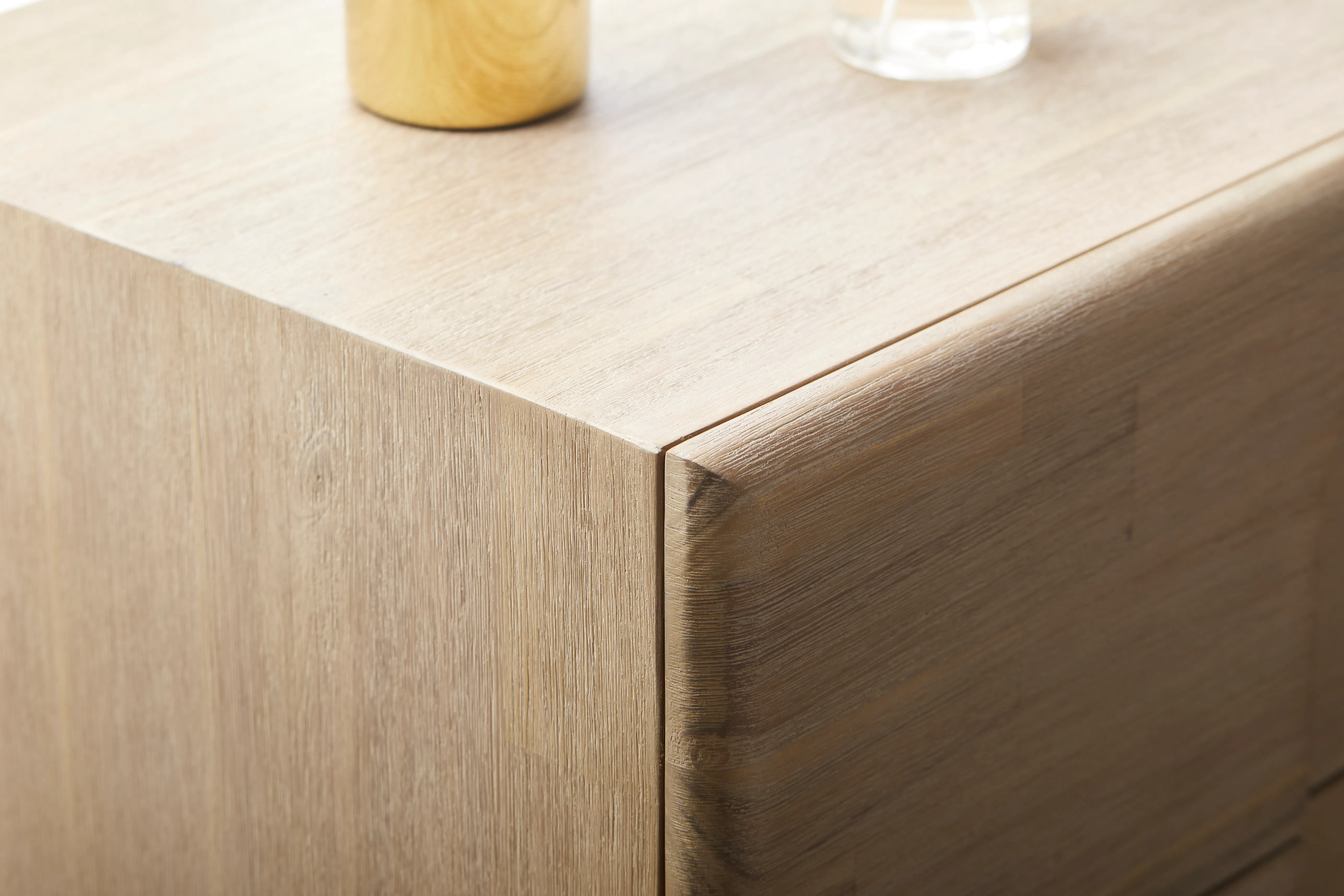 Catania 6 Drawer Chest 1.55m - 13 - Light wood surface, wooden texture, natural grain, smooth finish, minimalist design