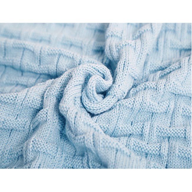 Camille Knitted Throw Blanket 110 x 175 cm - Sky Blue - 3