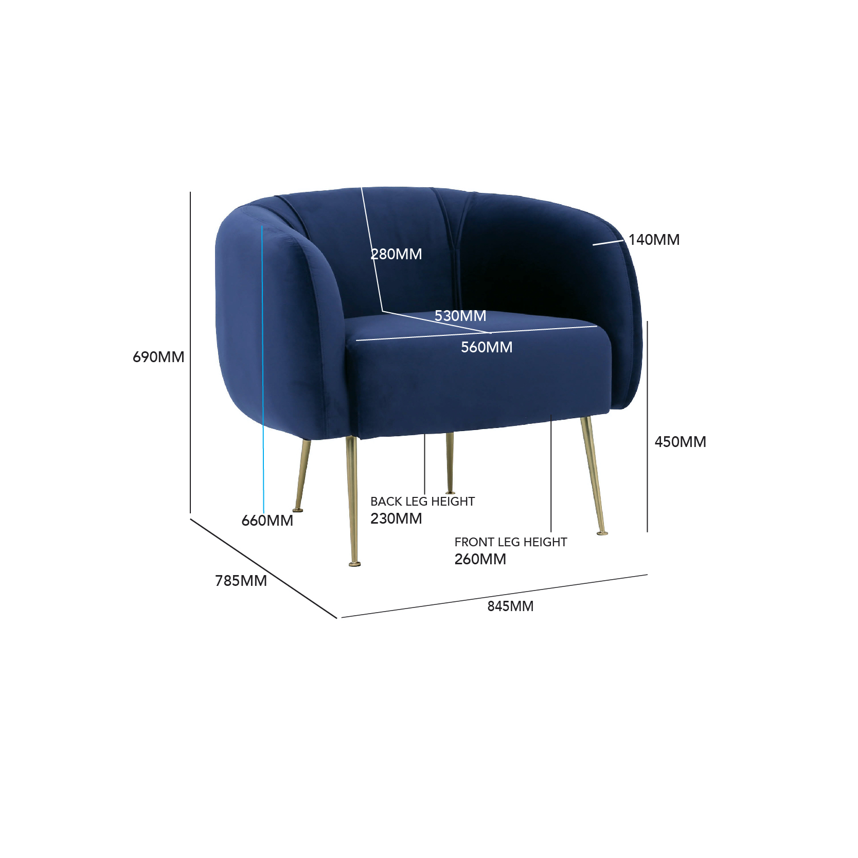 small armchair dimensions