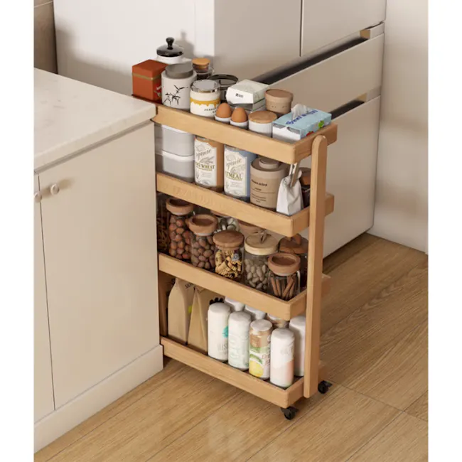 Fika 4-Tier Narrow Trolley 0.4m - Oak - 11