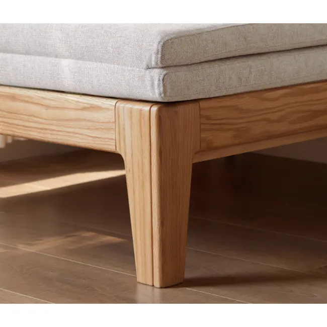 Mariel Lounge Sofa Bed - Gravel White - 8 - Light wood, natural finish, smooth texture, sturdy base, minimalist design, soft