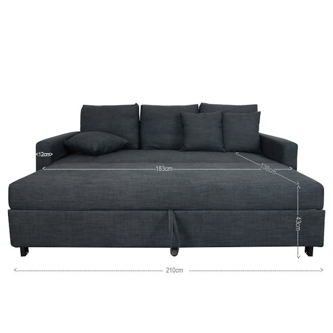 Vernon 3 Seater Sofa Bed - Grey - 7
