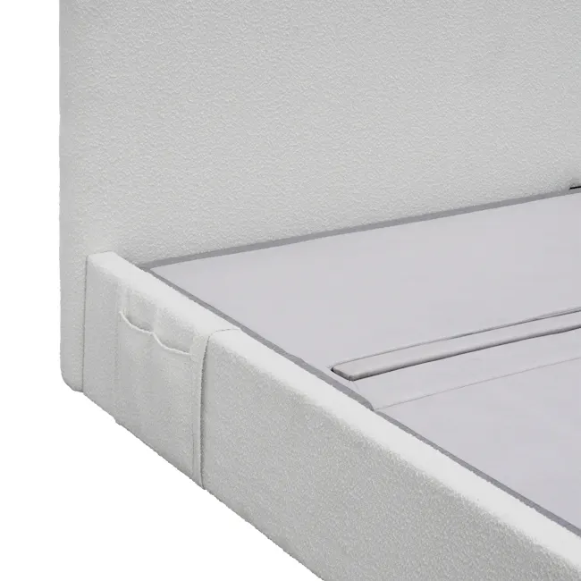 Aeva King Bed - Grey Boucle (frame only) - 3